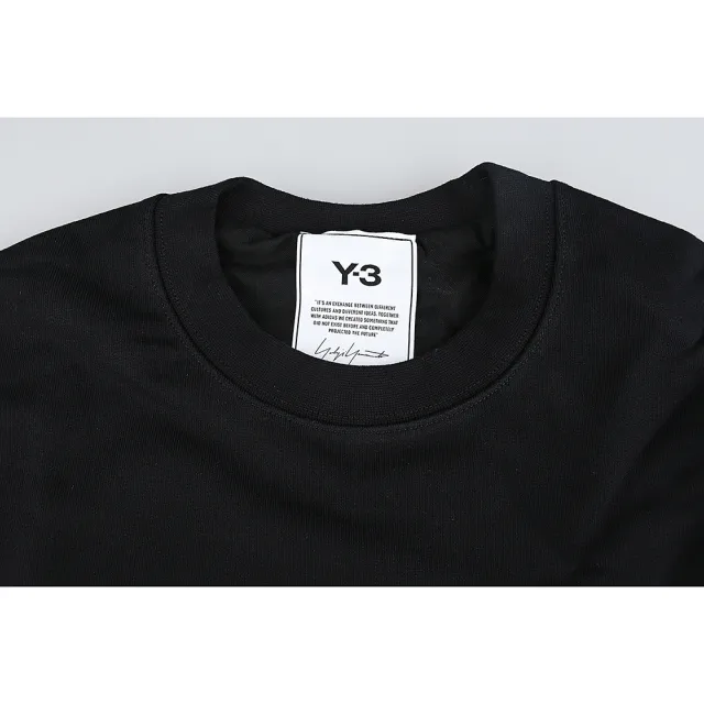 Y-3 山本耀司】經典左胸黑字LOGO純棉長袖T恤(男款/黑) - momo購物網