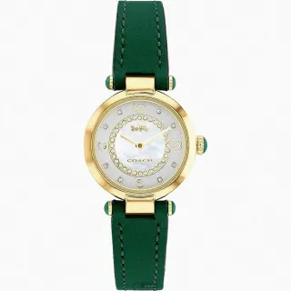 【COACH】COACH手錶型號CH00157(貝母錶面金色錶殼綠真皮皮革錶帶款)