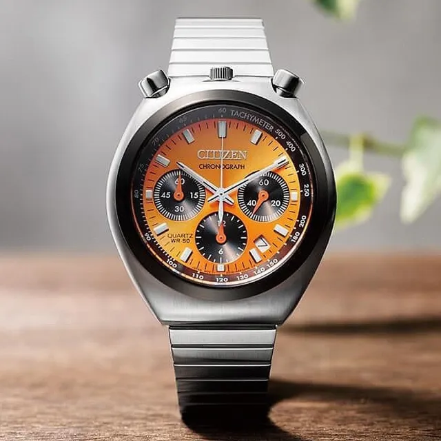 CITIZEN 星辰】Chronograph Tsuno Chrono 限定款牛頭錶計時手錶-橘 