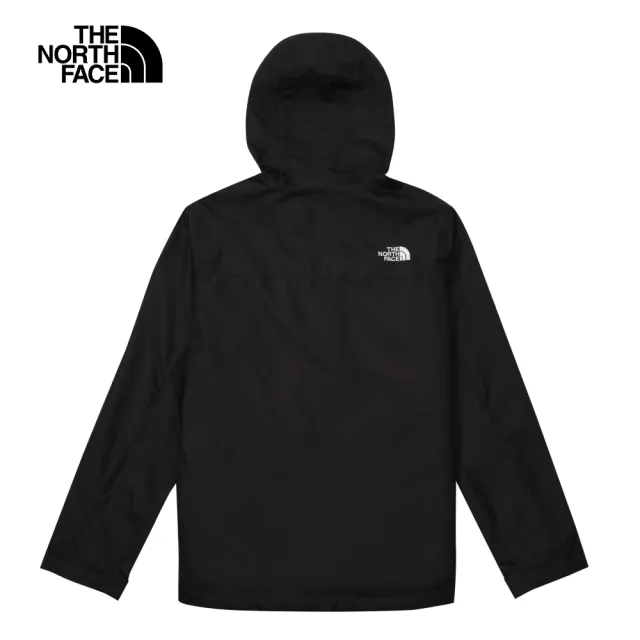 【The North Face 官方旗艦】北面男款黑色防水透氣連帽衝鋒衣｜88RDJK3