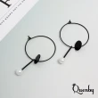【Quenby】極簡黑系無印風垂吊珍珠耳環/耳針(飾品/配件/