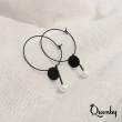 【Quenby】極簡黑系無印風垂吊珍珠耳環/耳針(耳環/配件/交換禮物)