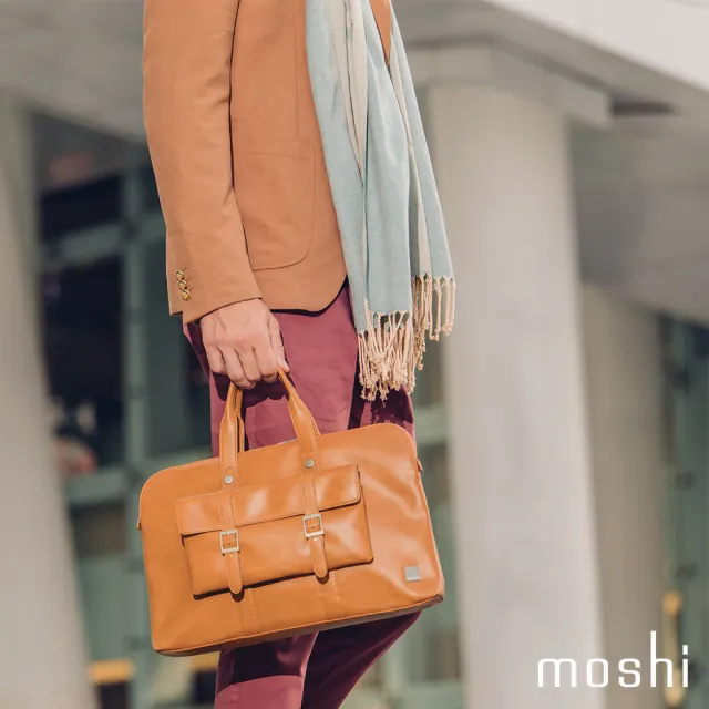 【moshi】Treya Briefcase 超輕量皮革劍橋筆電包