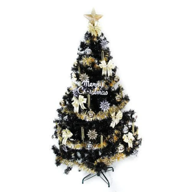 【摩達客】耶誕-4尺/4呎-120cm台灣製時尚豪華型黑色聖誕樹(含金銀色系配件組/不含燈/本島免運費)