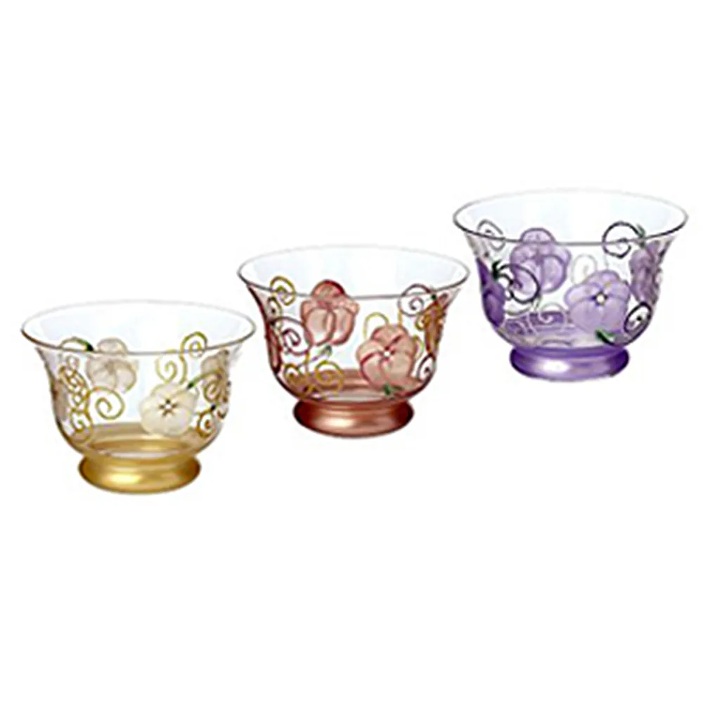 【Madiggan 貝斯麗】玫瑰系列 手工彩繪開運玻璃碗(粉紅.紫色.金色 三色可選)