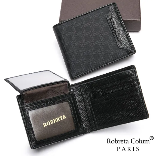 【Roberta Colum】 尊爵頭層牛皮暗袋7卡3照可拆式上下翻短夾