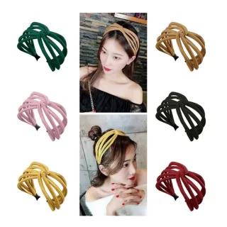 【HERA 赫拉】ll現貨ll韓版髮飾時尚布藝交叉打結蝴蝶結雪紡碎花頭飾髮箍(髮飾 髮箍)