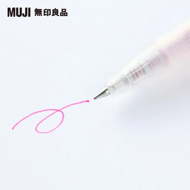 【MUJI 無印良品】自由換芯按壓滑順膠墨筆/紅紫0.5mm