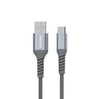 【Philips 飛利浦】USB to Type C 125cm 彈絲手機充電線(DLC4543A)