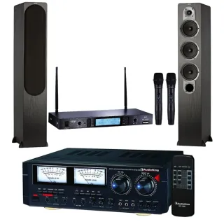 【卡拉OK套組】Audioking HD-1000+TR-5600+S428(擴大機/無線麥克風/卡拉OK/喇叭)