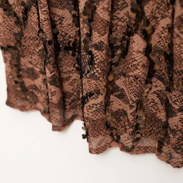 【ICHE 衣哲】蝴蝶結動物紋印花拼接蕾絲造型洋裝