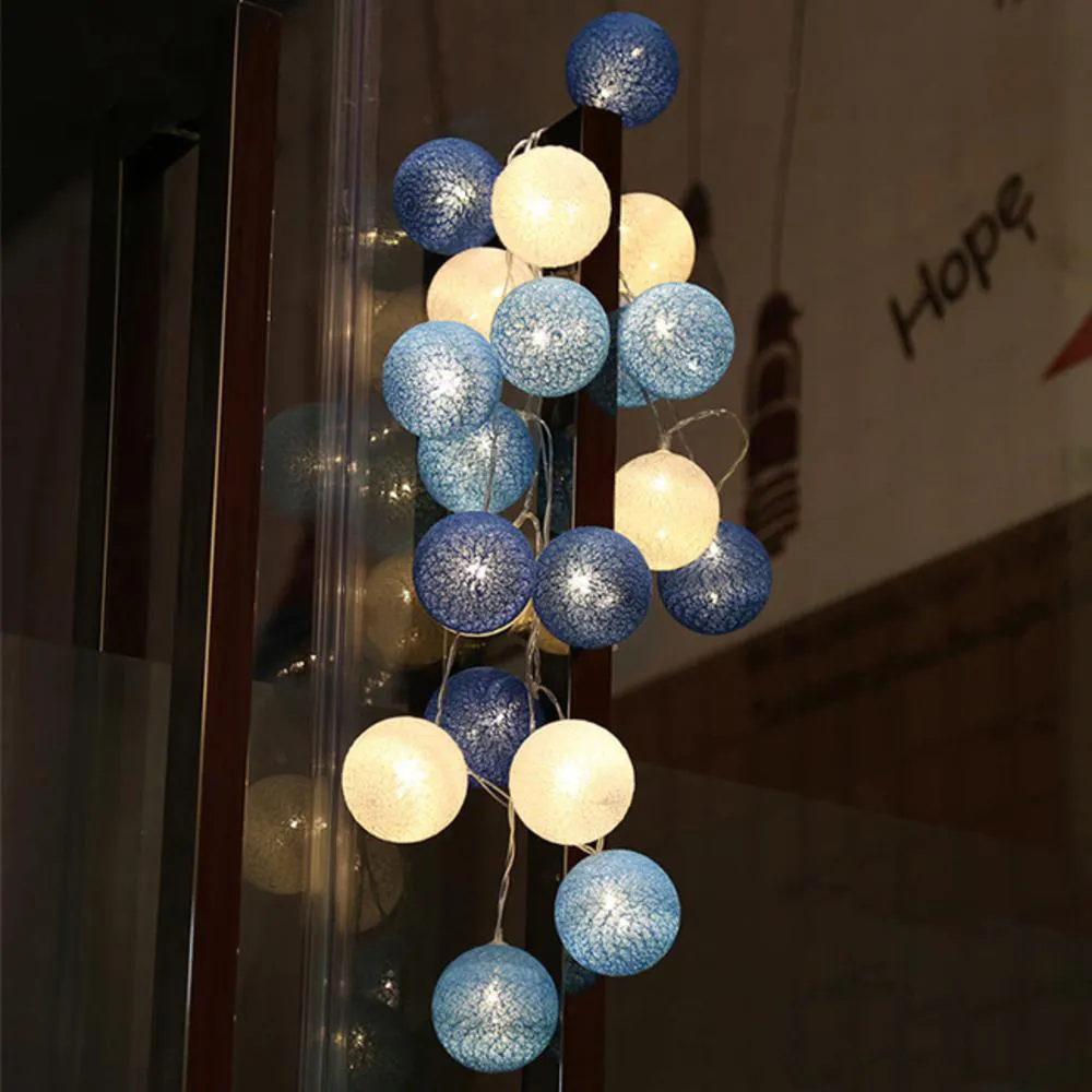 【iSFun】藍海風情＊彩虹棉線裝飾球燈150cm