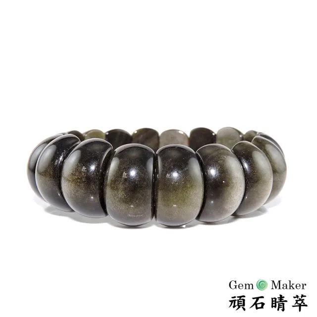 【GemMaker 頑石睛萃】開運避邪金曜石月亮手排(手圍20-22cm)