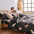 【DUYAN 竹漾】法蘭絨三件式床包兩用毯被組 調皮小柴(單人)