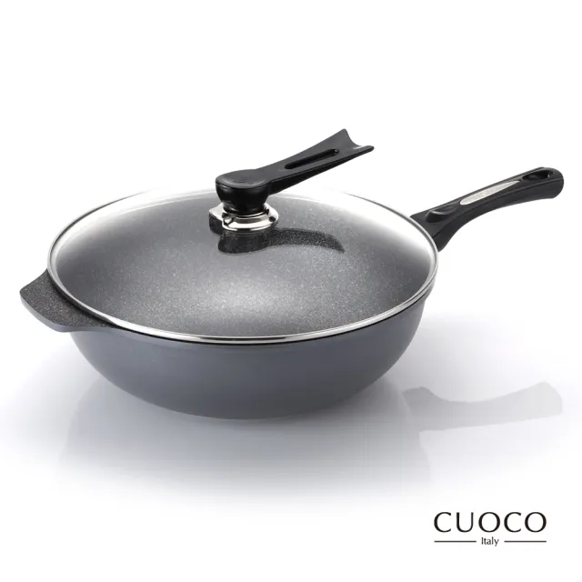 【義大利CUOCO】大寶T3系列鈦晶岩深炒鍋38cm-電磁爐適用