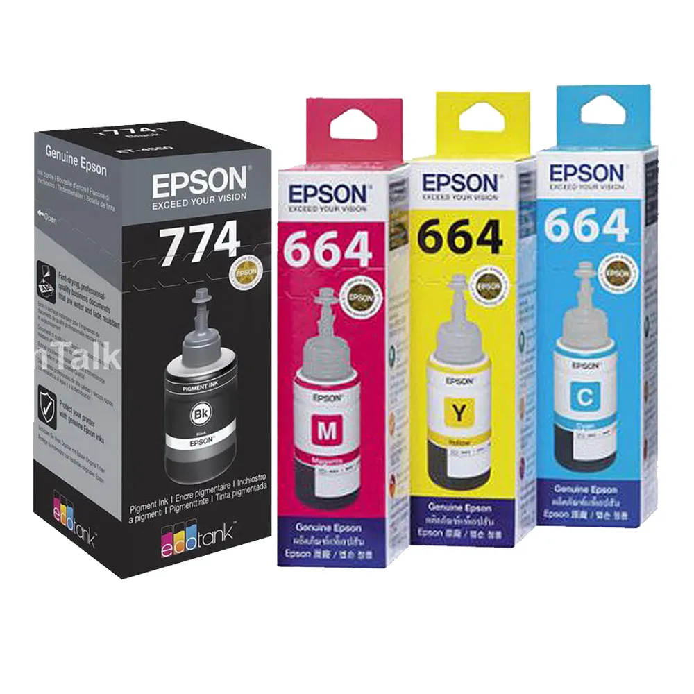 【EPSON】EPSON T774 + T664原廠四色墨水 一組入 T774100+T664200-T664400(公司貨)