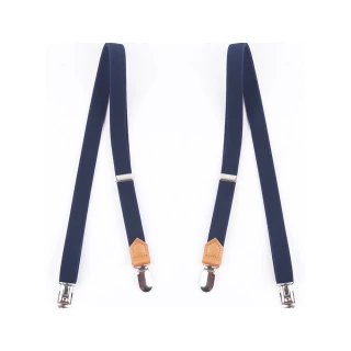 【拉福】獨立2cm真皮質朴中質感西裝吊帶(深藍+卡其)