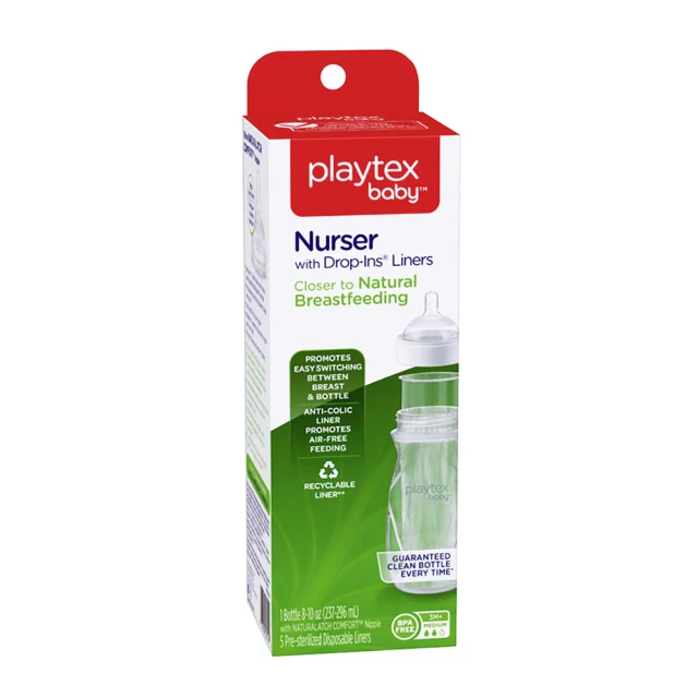 【美國Playtex】防脹氣拋棄式奶瓶 237ML-296ML/8oz-10oz(拋棄式奶瓶*1+替換袋5入)