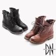 【DN】中性風格 綁帶美式拉鍊軍短靴(黑)