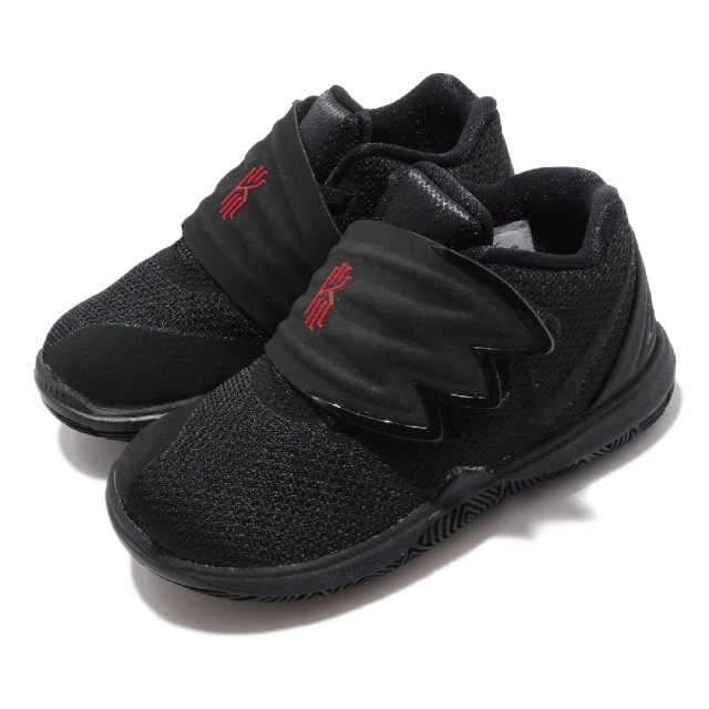 【NIKE 耐吉】籃球鞋 Kyrie 5 TD 運動 童鞋 明星款 魔鬼氈 包覆 球鞋 小童 黑 紅(AQ2459-016)