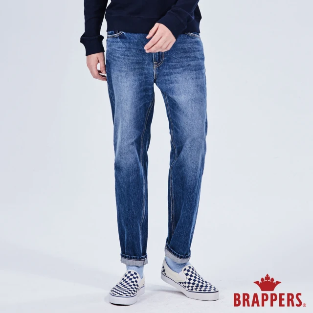 【BRAPPERS】男款 HM-中腰系列-褲口不收邊九分褲(藍)