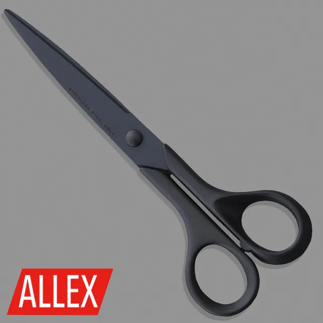 【ALLEX林刃物】Desk系列-黑刃不粘膠事務剪175mm(15124)