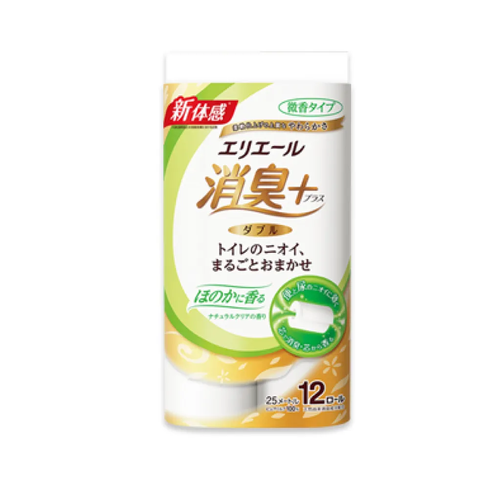 【日本大王】elleair抑臭+天然淨味捲筒衛生紙潔淨12捲入(微香型)