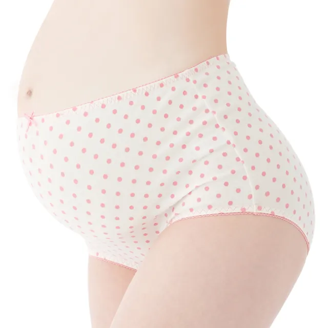 【Gennies 奇妮】輕薄透氣孕婦高腰內褲(粉色點點)