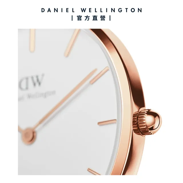 【Daniel Wellington】DW 手錶  Petite Dover 28mm純淨白織紋錶-玫瑰金框(DW00100313)