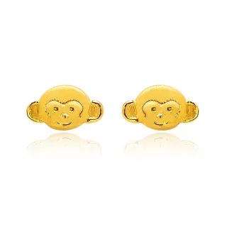【歷代風華】十二生肖開運耳丁-猴 黃金耳環(金重0.48錢)