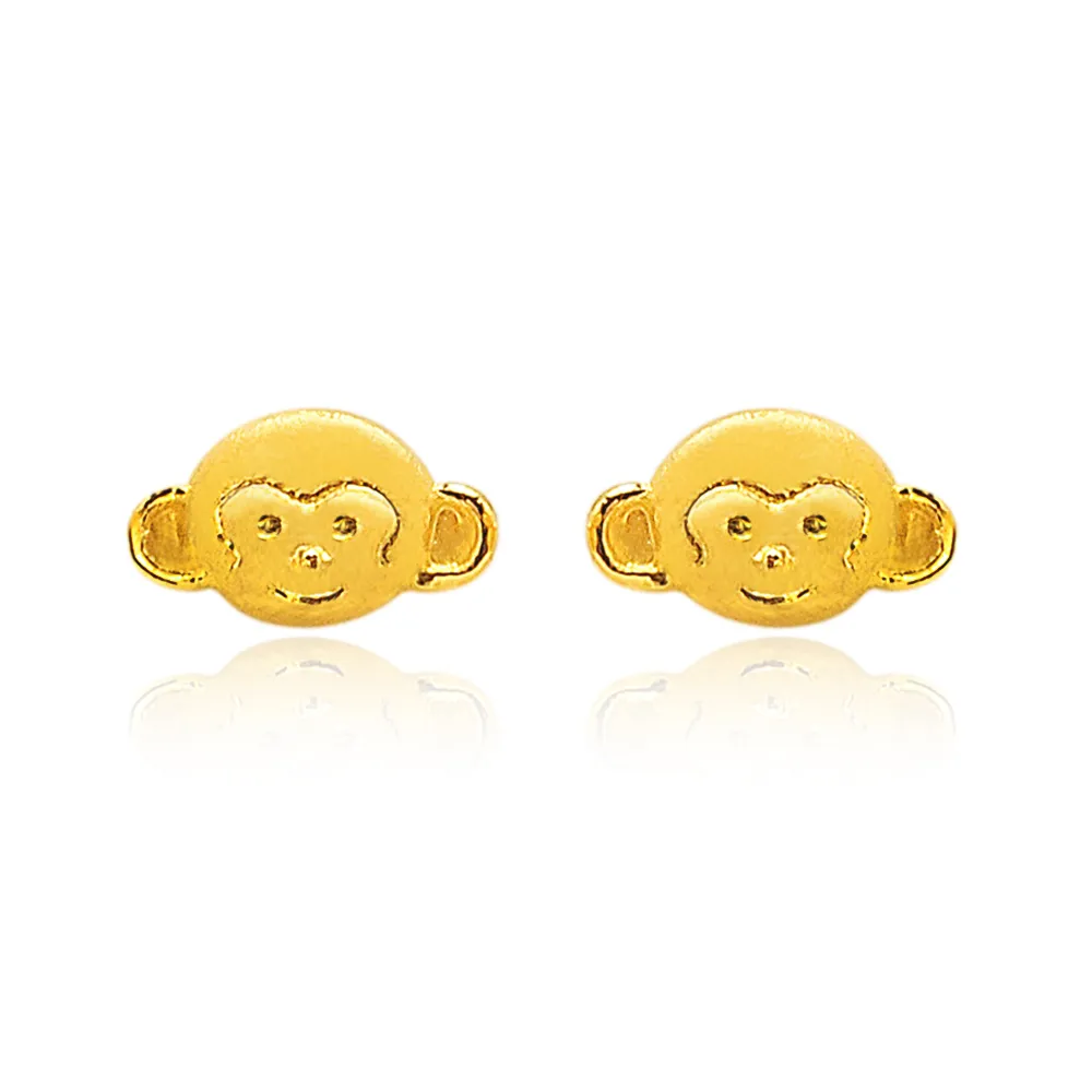 【歷代風華】十二生肖開運耳丁-猴 黃金耳環(金重0.48錢)