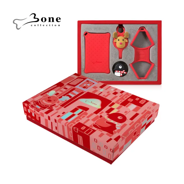 【Bone 蹦克】頸掛繩禮物組-紅(新年 送禮首選 手機吊繩配件 手機掛繩 識別證卡套)