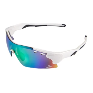 【Z-POLS】新一代太空纖維彈性輕量一片式七彩REVO電鍍帥氣頂級運動眼鏡(多層膜電鍍抗UV400防爆鏡片設計款)