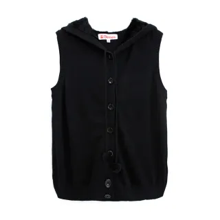 【Gennies 奇妮】休閒素色連帽針織背心外套/罩衫(黑/藍GSY11)