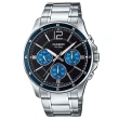 【CASIO 卡西歐】時尚三眼三針爵士腕錶-藍圈(MTP-1374D-2A)