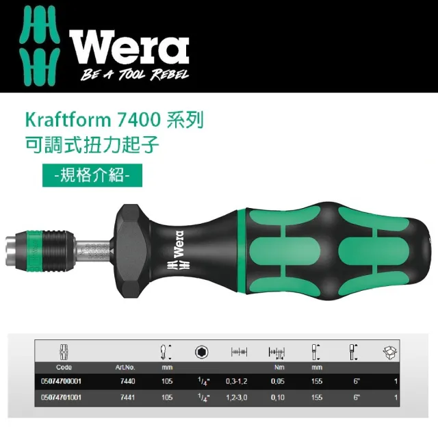 【Wera】可調式扭力起子0.3-1.2 Nm(7440)