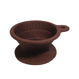 【Tiamo】矽膠摺疊濾杯附濾紙40入咖啡匙-咖啡色(HG2331)