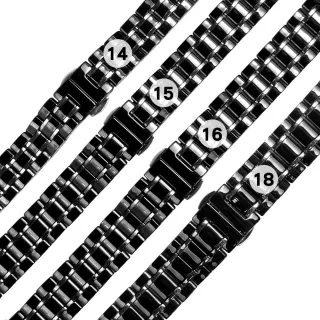 【Watchband】14.15.16.18 mm / 各品牌通用 亮麗陶瓷 快拆錶耳 蝴蝶扣 陶瓷錶帶(黑色)