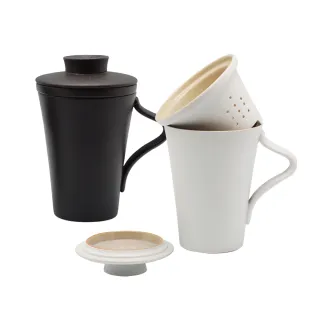 【LohasPottery 陸寶】樂活典雅蓋杯 黑/白(辦公室茶杯 獨享杯 泡茶杯)