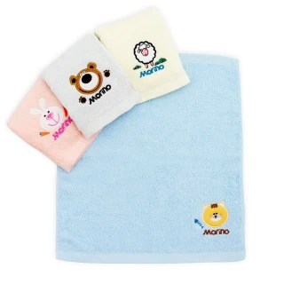 【MORINO】10條組_素色動物貼布繡方巾(台灣製造/MIT微笑認證標章)