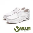 【W&M】皮質氣墊彈力綁帶護士鞋 女鞋(白)