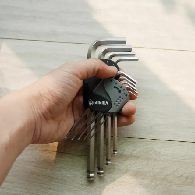 【GORILLA 紳士質人手工具】9in1六角扳手組(9pcs公制內六角球頭扳手)