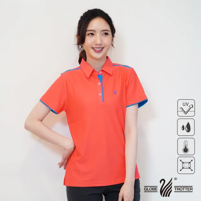 【遊遍天下】女款抗UV防曬涼感吸濕排汗機能POLO衫GS1033桔藍(M-5L)