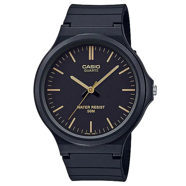 【CASIO 卡西歐】簡約指針休閒錶-金羅馬黑面(MW-240-1E2)