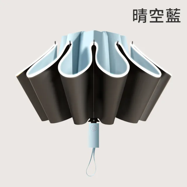 【Lufy】極度抗風 超輕10骨防曬UPF50+ 自動反向傘晴雨傘(體感降溫/安全反光條/黑膠摺疊傘/開車用折疊傘)