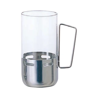 【ADERIA】不鏽鋼握把強化玻璃杯(240ml)