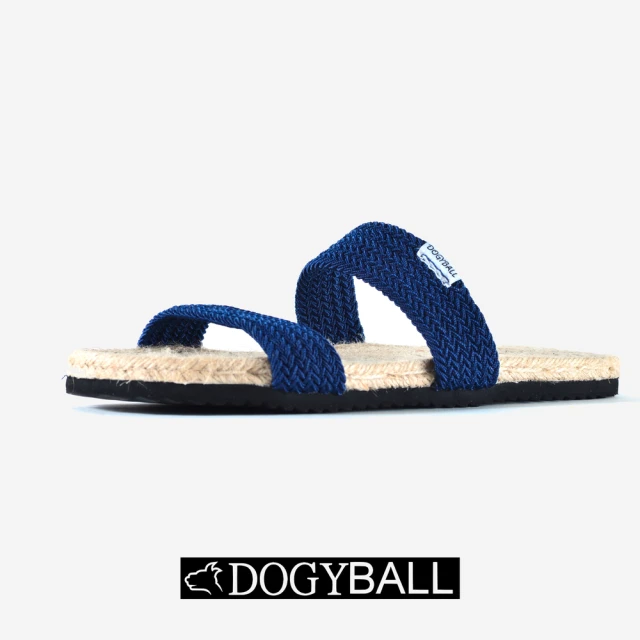 【DOGYBALL】Dogyball 簡單穿搭 輕鬆生活 簡約彈力帶草編涼拖鞋藍色(可調整式涼拖鞋 實穿好搭配 台灣製造)