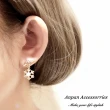 【Anpan】925銀針韓東大門設計師款不對稱雪花珍珠永結同心耳環