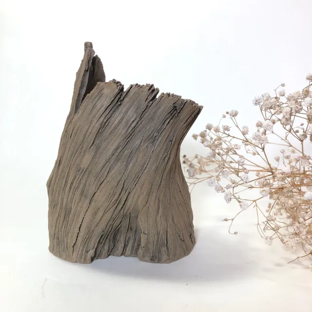 【創藝工坊】全手工 樹段筆筒/花器/筆洗(陶藝作品 樹段 多功能 全手工 精品 生活陶)