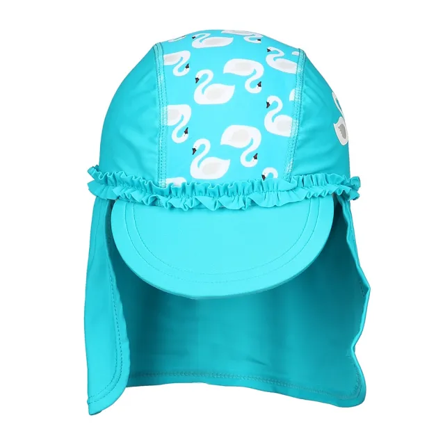 【Playshoes】嬰兒童抗UV防曬水陸兩用遮頸帽-天鵝(護頸遮脖遮陽帽泳帽)